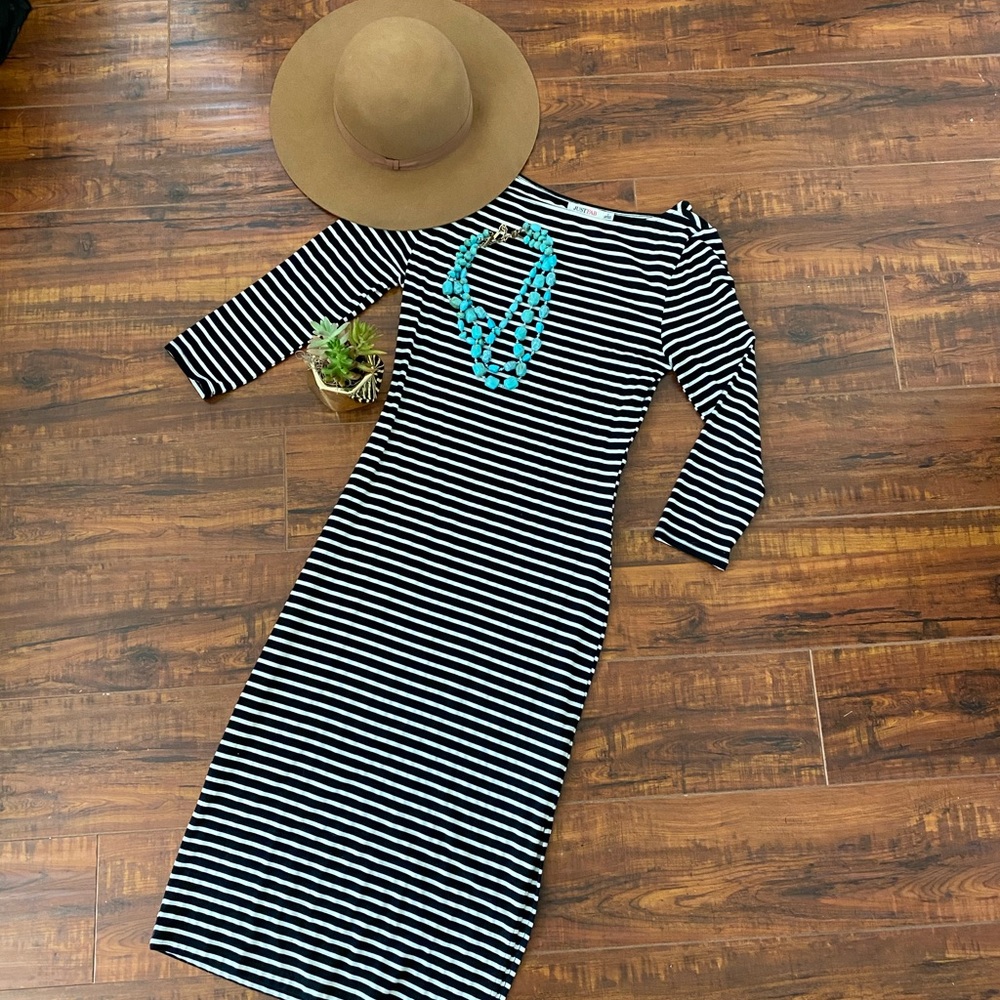 Black and white stripe dress